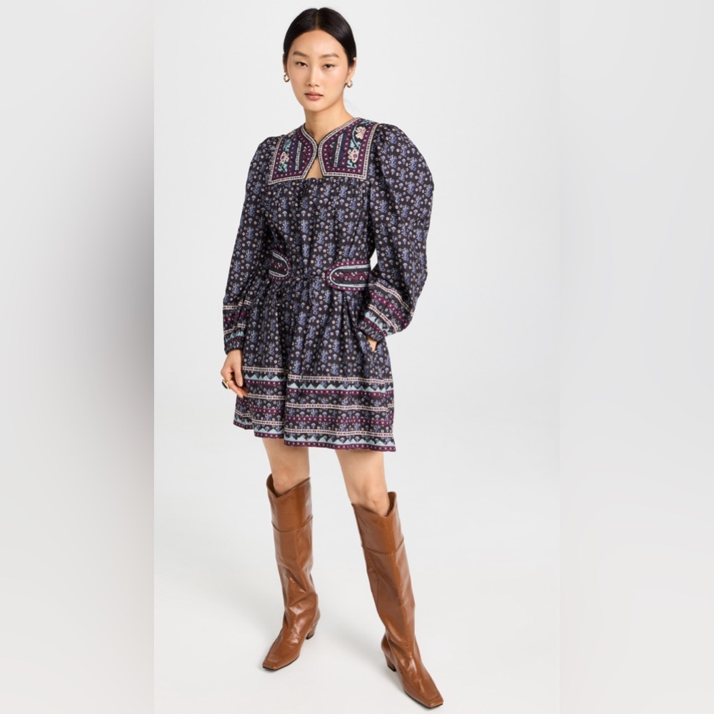 Sea New York - Perry Border Puff Sleeve Tunic Dress